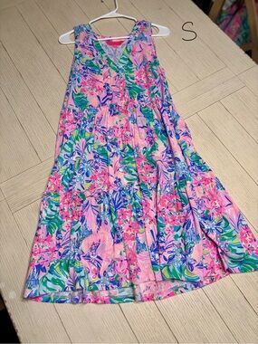 Lilly Pulitzer Disney Dreamin’ Pink and Blue Floral Tiered Midi Dress